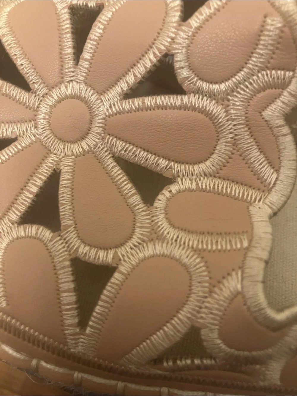 Womens Floral Cutout Espadrilles in Blush Pink